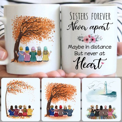 5 Sisters Customized Coffee Mug With Names, Personalized Mug, Special Birthday Gifts