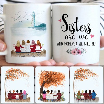 5 Sisters Customized Coffee Mug With Names, Personalized Mug, Special Birthday Gifts