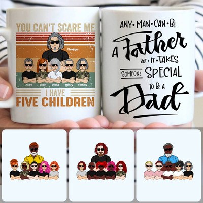 Dad & 5 Children Customized Coffee Mug With Names, Personalized Mug, Special Father's Day Gifts