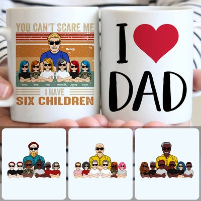 Dad & 6 Children Customized Coffee Mug With Names, Personalized Mug, Surprise Father's Day Gifts
