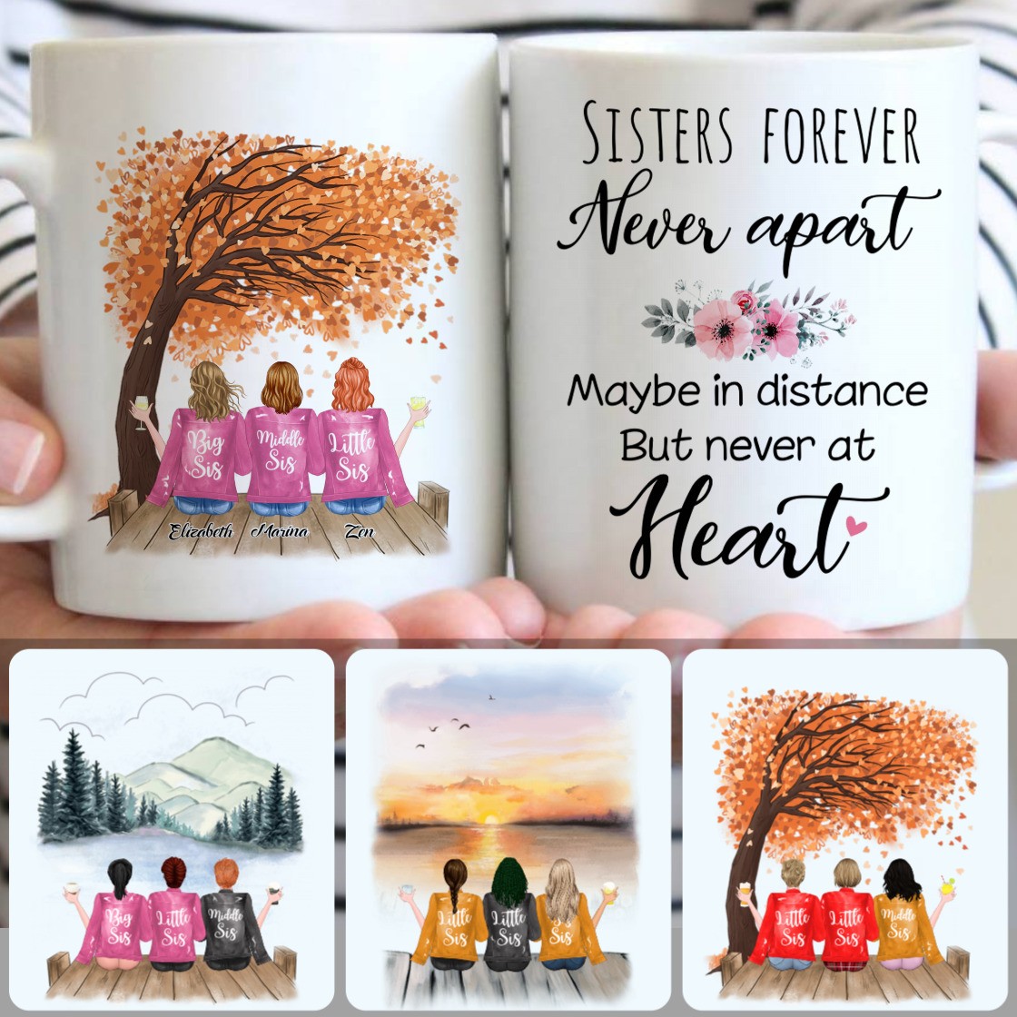 Personalized Mug, Unique Birthday Gifts, 3 Sisters Customized Coffee Mug With Names Personalized Mug, Unique Birthday Gifts, 3 Sisters Customized Coffee Mug With Names