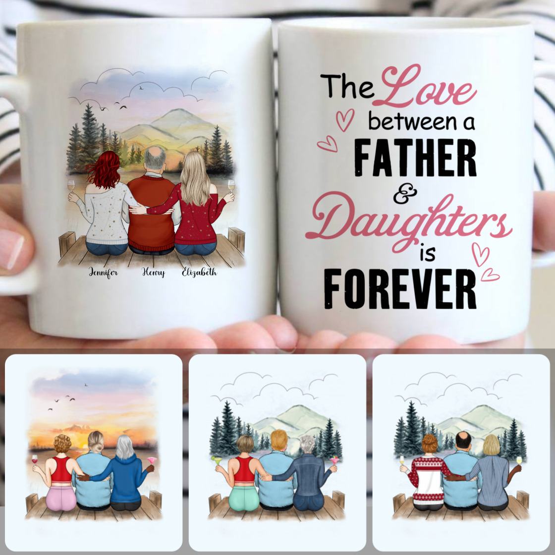 Personalized Mug, Special Father's Day Gifts, Dad - 2 Daughters Customized Coffee Mug With Names