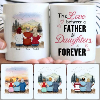 Dad - 2 Daughters Customized Coffee Mug With Names, Personalized Mug, Special Father's Day Gifts Dad - 2 Daughters Customized Coffee Mug With Names, Personalized Mug, Special Father's Day Gifts