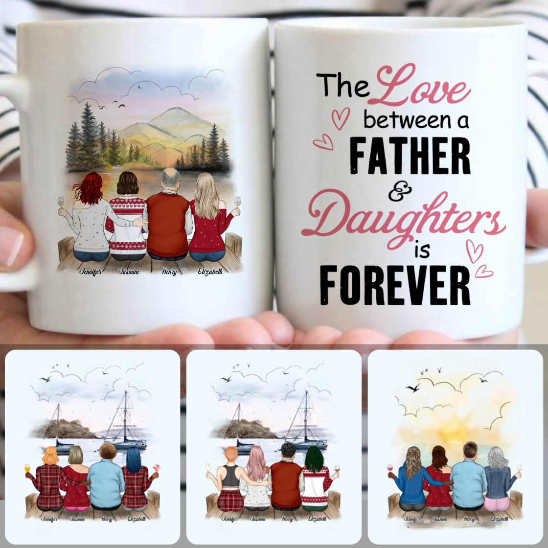 Personalized Mug, Special Father's Day Gifts, Dad - 3 Daughters Customized Coffee Mug With Names Personalized Mug, Special Father's Day Gifts, Dad - 3 Daughters Customized Coffee Mug With Names