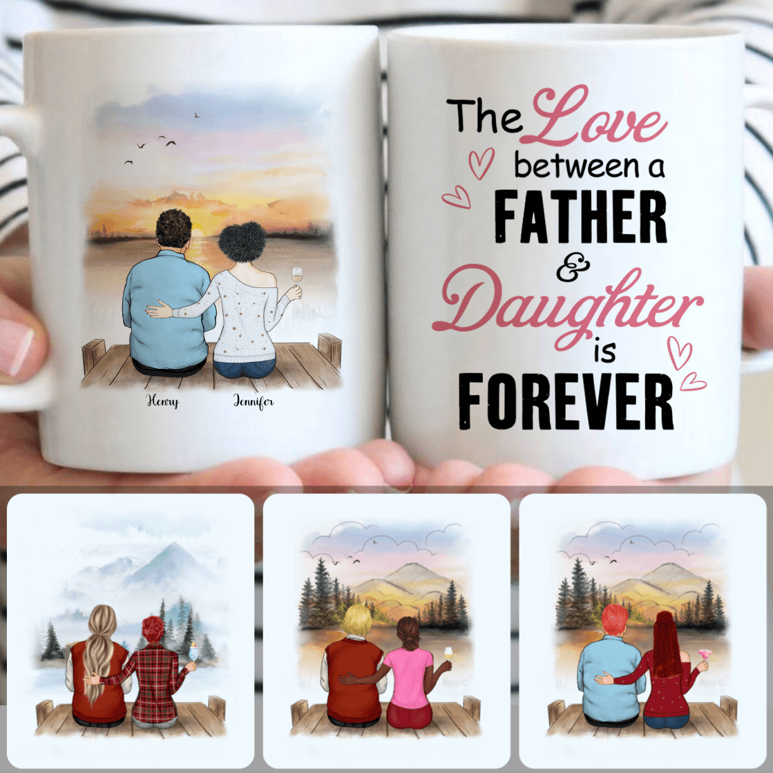 Personalized Mug, Unique Father's Day Gifts, Dad - Daughter Customized Coffee Mug With Names