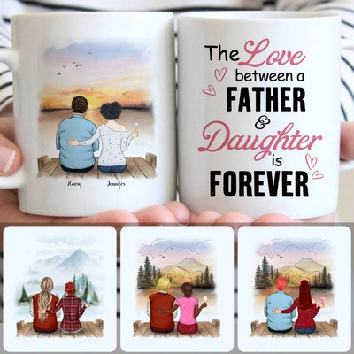 Dad - Daughter Customized Coffee Mug With Names, Personalized Mug, Unique Father's Day Gifts