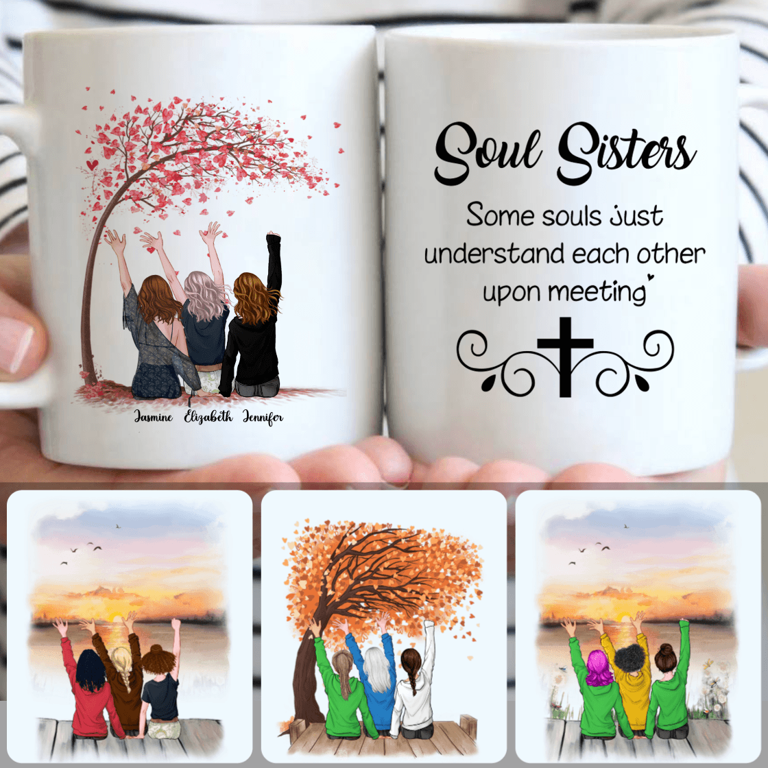 Personalized Mug, Best Birthday Gifts, 3 Sisters Customized Coffee Mug With Names Personalized Mug, Best Birthday Gifts, 3 Sisters Customized Coffee Mug With Names