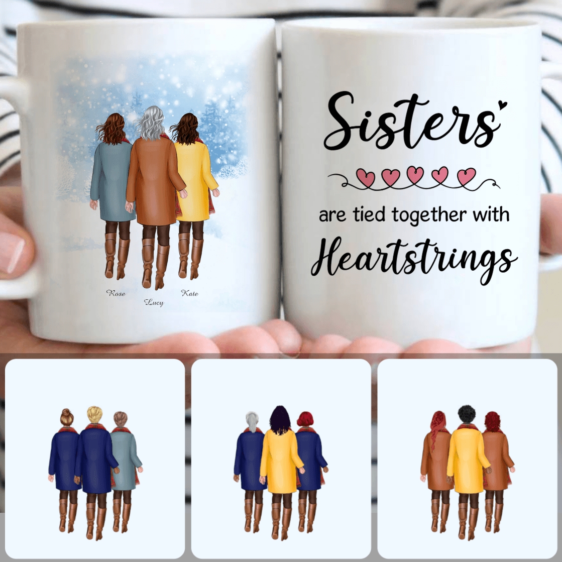 Personalized Mug, Special Birthday Gifts, 3 Sisters Customized Coffee Mug With Names