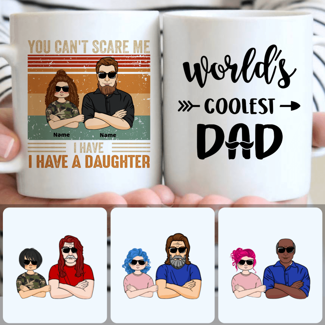 Personalized Mug, Meaningful Father's Day Gifts, Dad & Daughter Customized Coffee Mug With Names