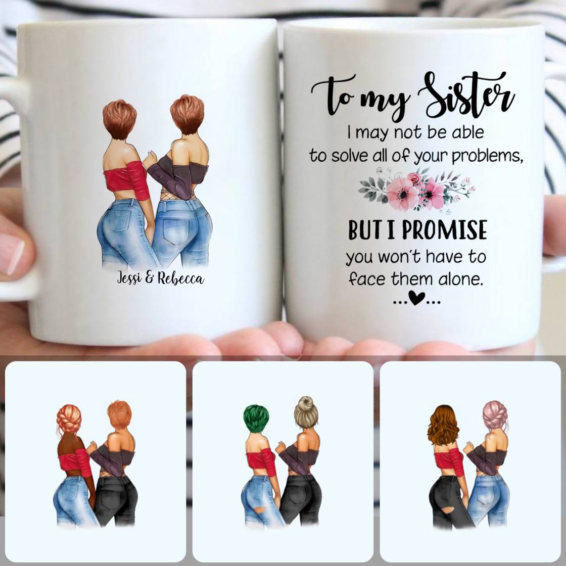 Personalized Mug, Unique Birthday Gifts, 2 Sisters - Sexy Style Customized Coffee Mug With Names