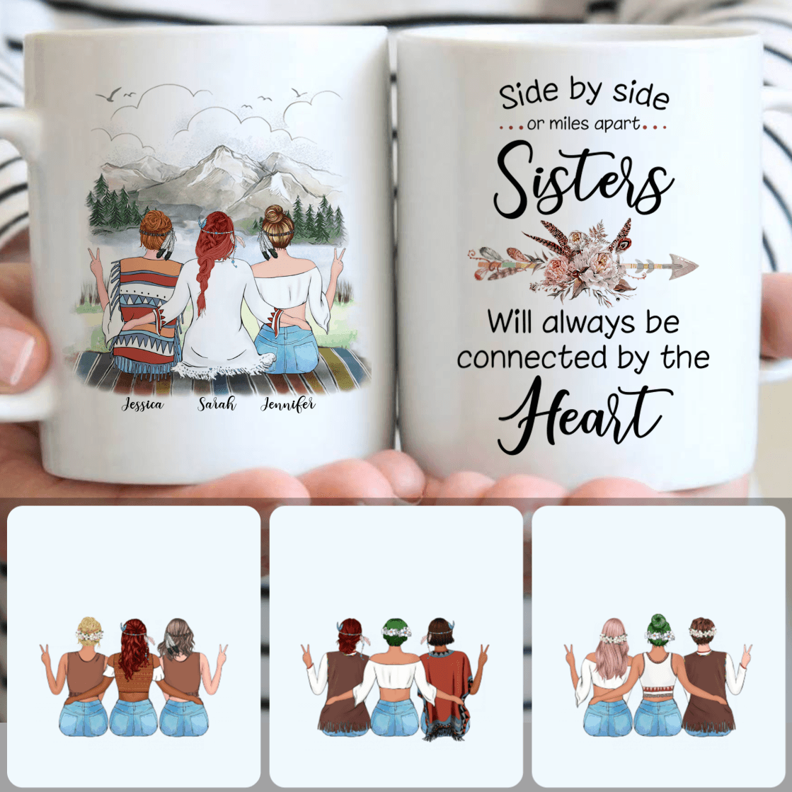 Personalized Mug, Unique Birthday Gifts, 3 Sisters Customized Coffee Mug With Names