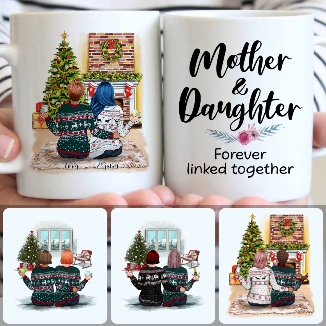 Personalized Mug, Unique Christmas Gifts, Mother & Daughter Customized Coffee Mug With Names