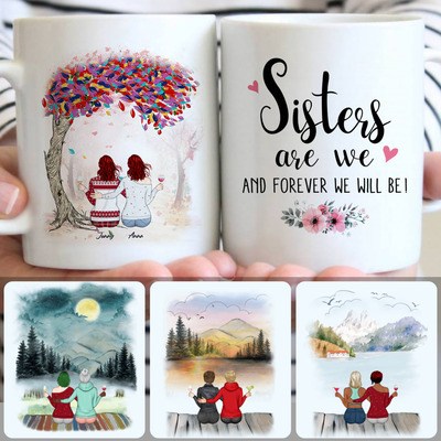 2 Sisters Customized Coffee Mug With Names, Personalized Mug, Unique Birthday Gifts 2 Sisters Customized Coffee Mug With Names, Personalized Mug, Unique Birthday Gifts