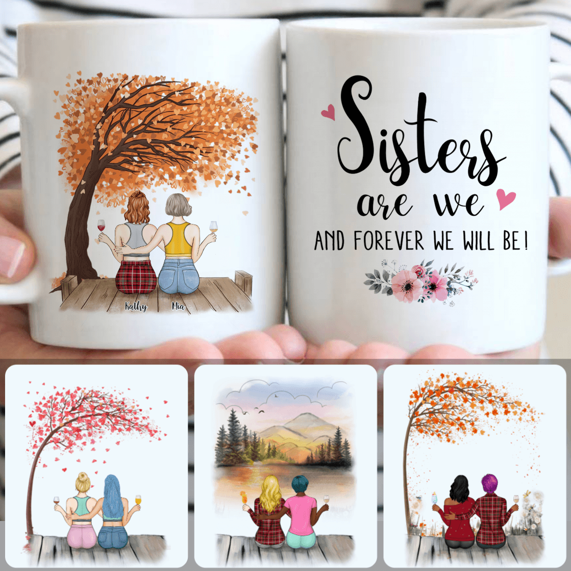 Personalized Mug, Unique Birthday Gifts, 2 Sisters Customized Coffee Mug With Names