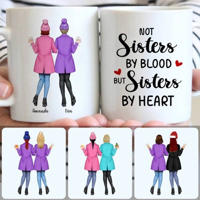 2 Sisters Forever Customized Coffee Mug With Names, Personalized Mug, Meaningful Christmas Gifts