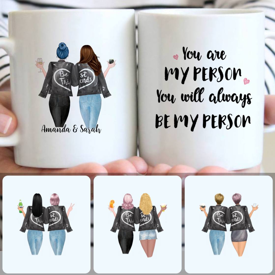 Personalized Mug, Unique Birthday Gifts, 2 Best Friends Customized Coffee Mug With Names