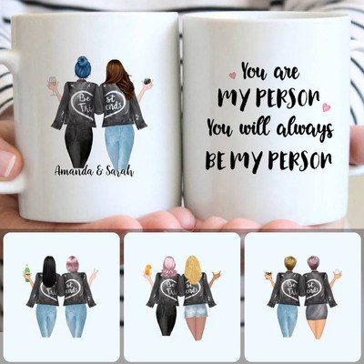 2 Best Friends Customized Coffee Mug With Names, Personalized Mug, Unique Birthday Gifts