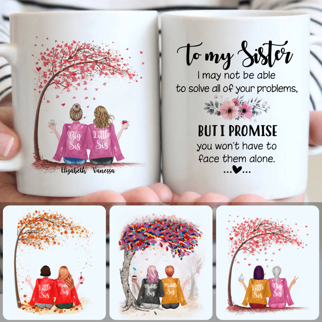 Personalized Mug, Meaningful Birthday Gifts, 2 Sisters Customized Coffee Mug With Names