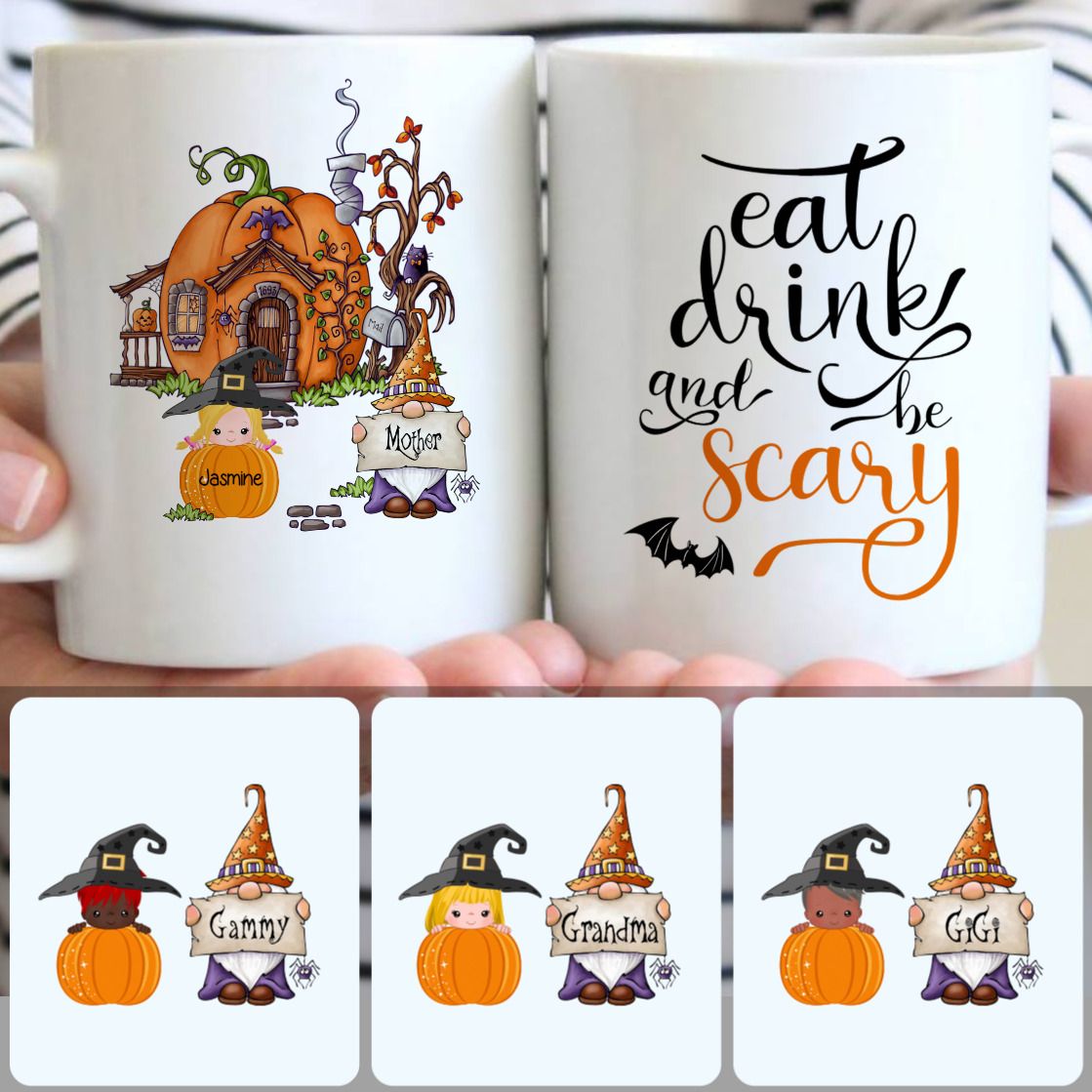Personalized Mug, Best Halloween Gifts, Family & Kid Customized Coffee Mug With Names