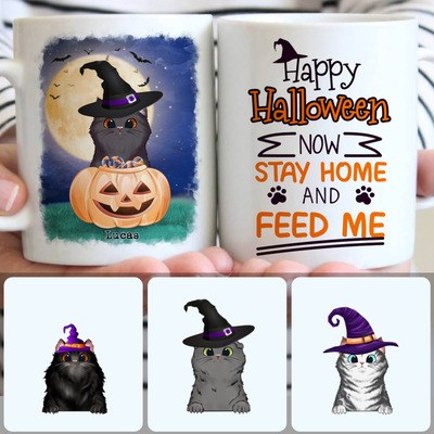 Cat Customized Coffee Mug With Names, Personalized Mug, Best Halloween Gifts For Girlfriend Cat Customized Coffee Mug With Names, Personalized Mug, Best Halloween Gifts For Girlfriend