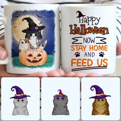 3 Cats Customized Coffee Mug With Names, Personalized Mug, Cute Halloween Gifts For Girlfriend 3 Cats Customized Coffee Mug With Names, Personalized Mug, Cute Halloween Gifts For Girlfriend