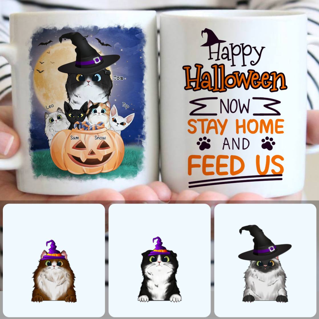 Personalized Mug, Perfect Halloween Gifts For Girlfriend, 5 Cats Customized Coffee Mug With Names Personalized Mug, Perfect Halloween Gifts For Girlfriend, 5 Cats Customized Coffee Mug With Names
