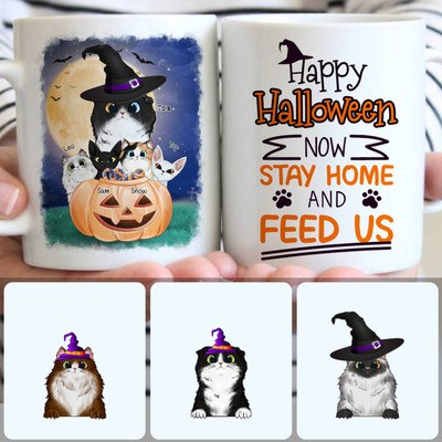 5 Cats Customized Coffee Mug With Names, Personalized Mug, Perfect Halloween Gifts For Girlfriend 5 Cats Customized Coffee Mug With Names, Personalized Mug, Perfect Halloween Gifts For Girlfriend