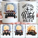 Personalized Mug, Unique Halloween Gifts, 5 Sisters - A Little Witch Customized Coffee Mug With Names