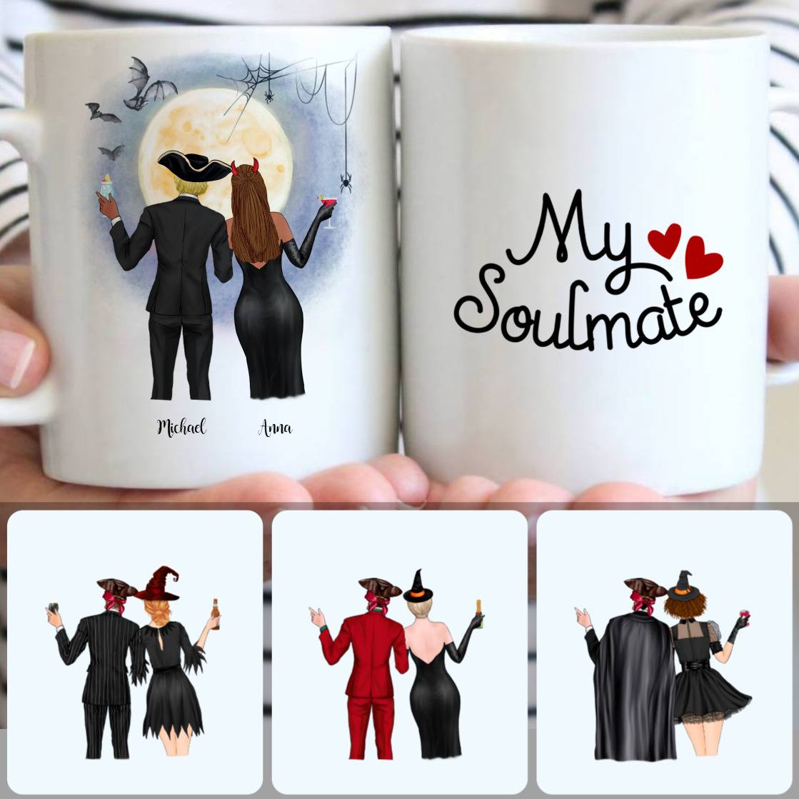 Personalized Mug, Unique Halloween Gifts For Girlfriend, Couple Customized Coffee Mug With Names Personalized Mug, Unique Halloween Gifts For Girlfriend, Couple Customized Coffee Mug With Names