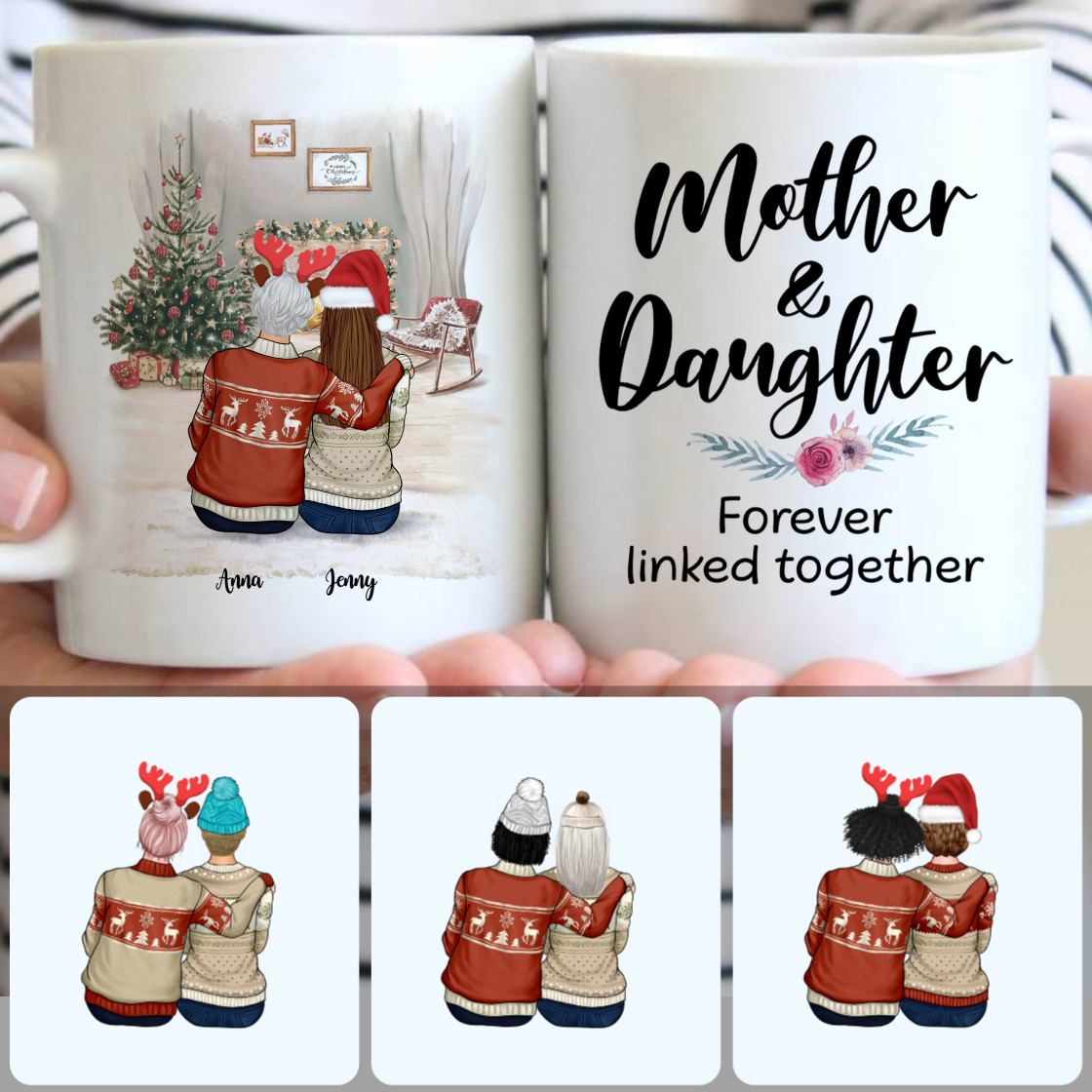 Personalized Mug, Unique Christmas Gifts, Mom & Daughter Customized Coffee Mug With Names