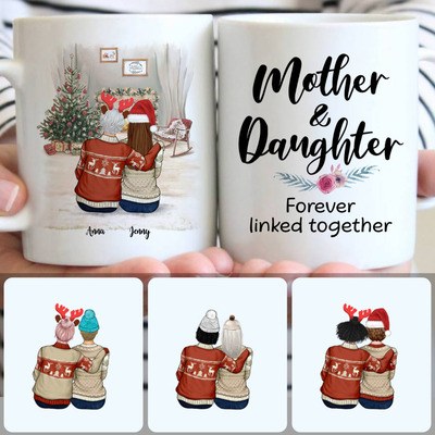 Mom & Daughter Customized Coffee Mug With Names, Personalized Mug, Unique Christmas Gifts