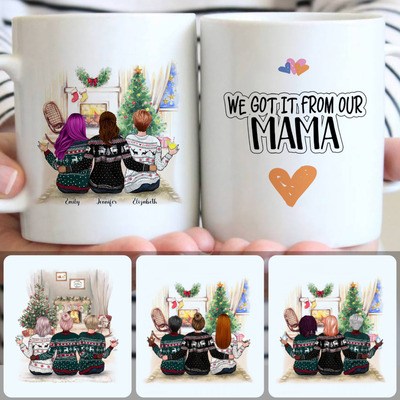 Mom & 2 Daughters Customized Coffee Mug With Names, Personalized Mug, Special Christmas Gifts