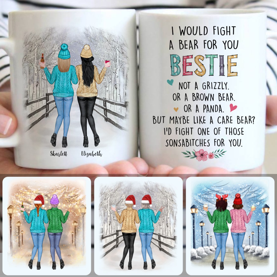 Personalized Mug, Unique Christmas Gifts, 2 Best Friends Customized Coffee Mug With Names Personalized Mug, Unique Christmas Gifts, 2 Best Friends Customized Coffee Mug With Names