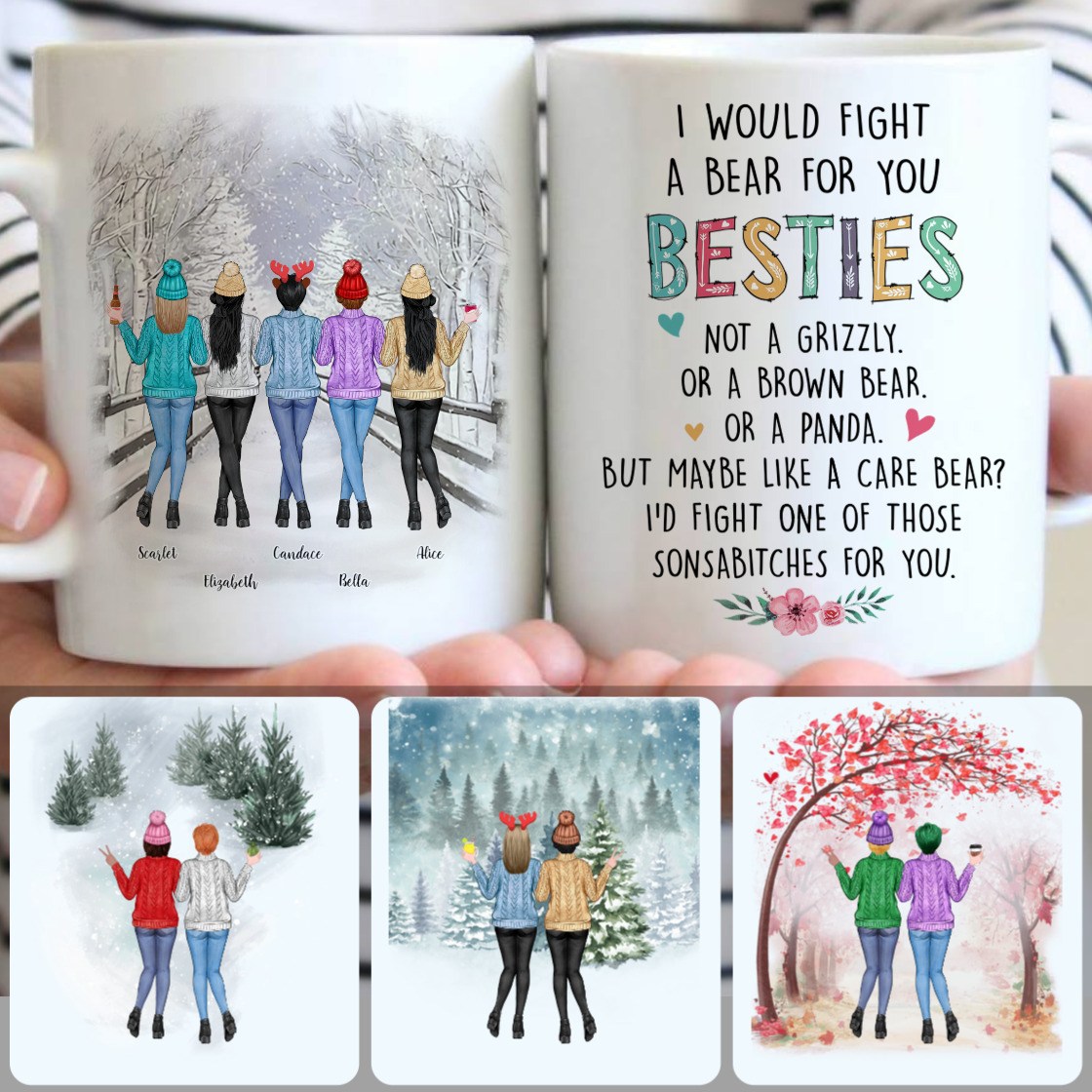 Personalized Mug, Surprise Christmas Gifts, 5 Best Friends Customized Coffee Mug With Names