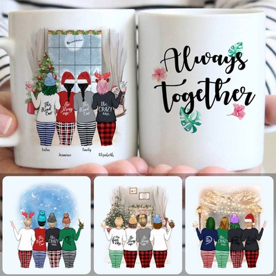 4 Best Friends - Always Together Customized Coffee Mug With Names, Personalized Mug, Surprise Christmas Gifts