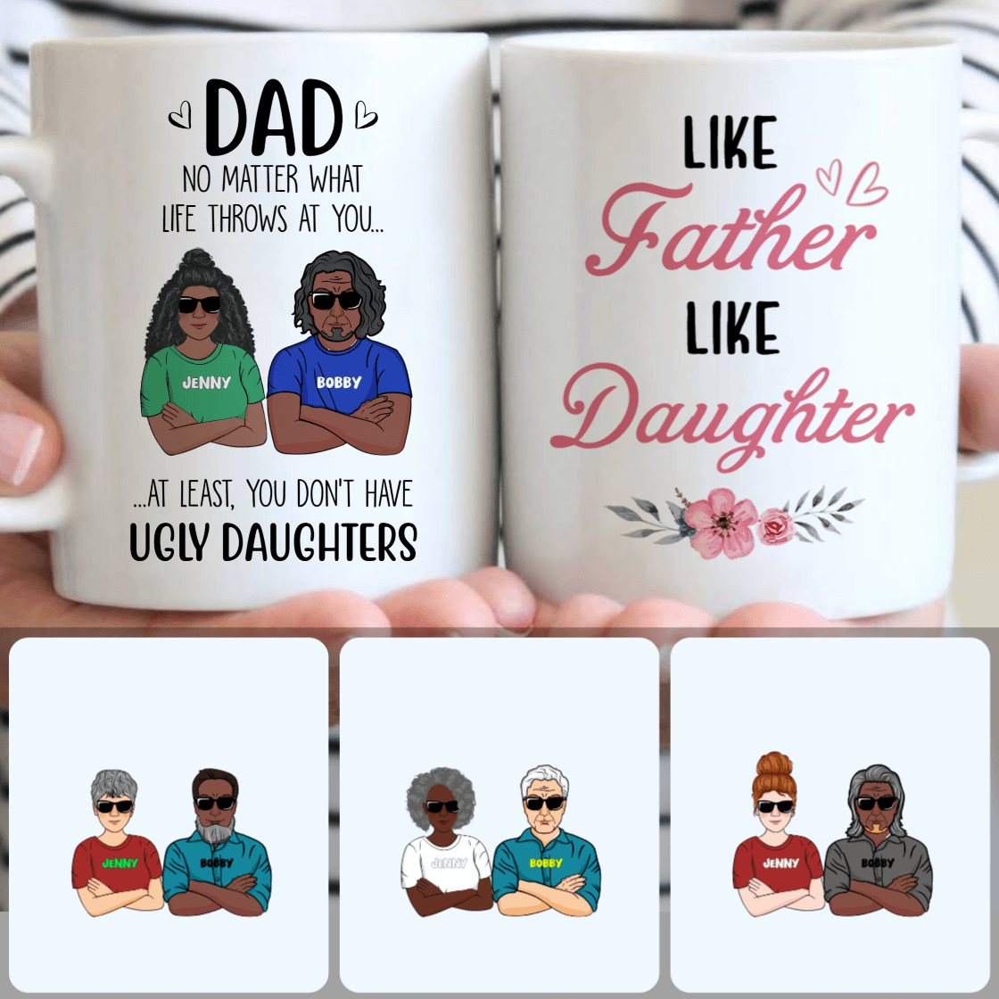 Personalized Mug, Unique Birthday Gifts, Dad & Daughter Customized Coffee Mug With Names Personalized Mug, Unique Birthday Gifts, Dad & Daughter Customized Coffee Mug With Names