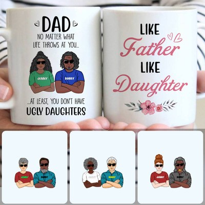 Dad & Daughter Customized Coffee Mug With Names, Personalized Mug, Unique Birthday Gifts