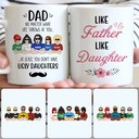 Personalized Mug, Surprise Birthday Gifts, Dad & 4 Ugly Daughters Customized Coffee Mug With Names Personalized Mug, Surprise Birthday Gifts, Dad & 4 Ugly Daughters Customized Coffee Mug With Names