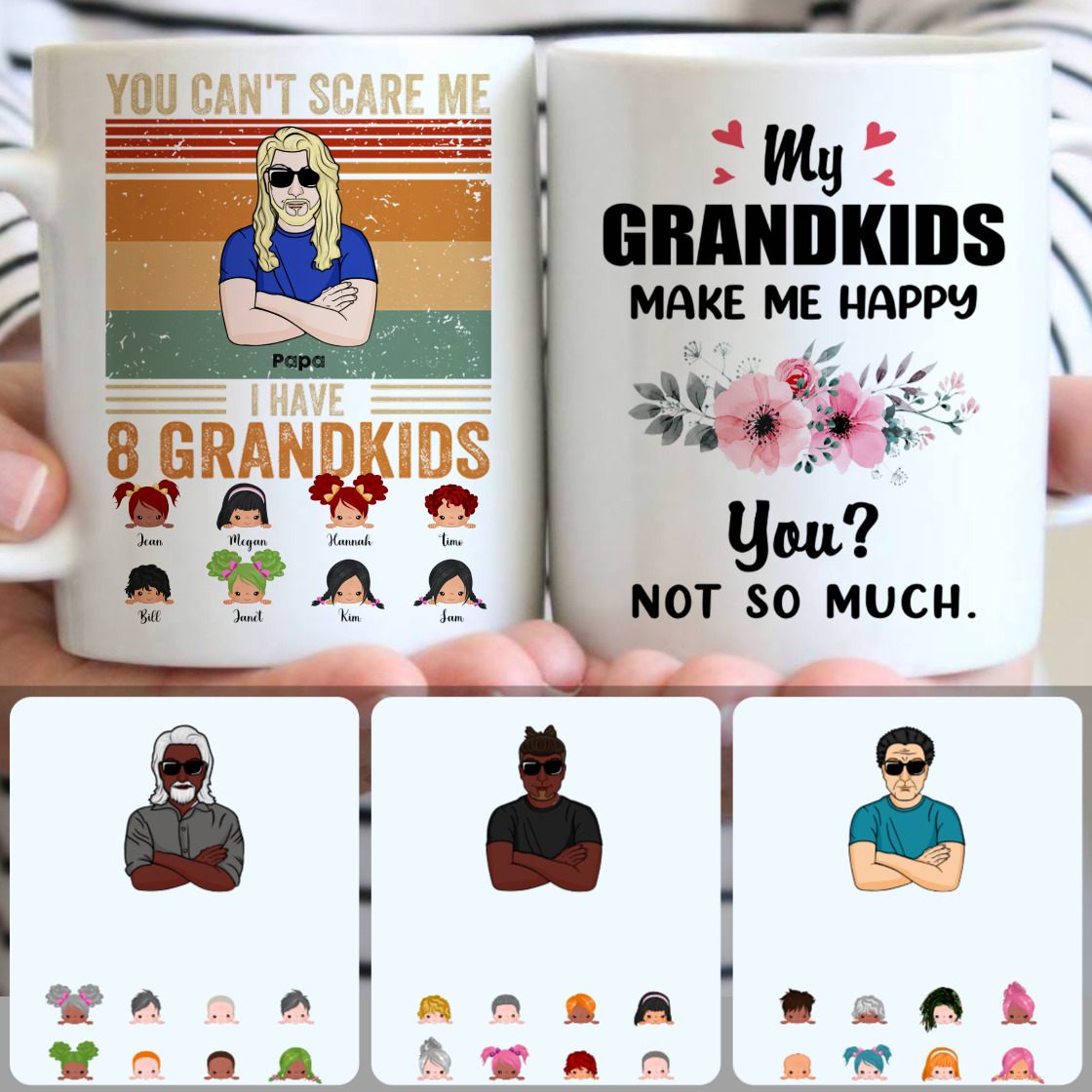 Personalized Mug, Best Birthday Gifts, Grandpa & 8 Grandkids Customized Coffee Mug With Names Personalized Mug, Best Birthday Gifts, Grandpa & 8 Grandkids Customized Coffee Mug With Names
