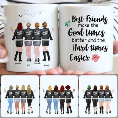 4 Best Friends - Partner In Cream Customized Coffee Mug With Names, Personalized Mug, Perfect Birthday Gifts