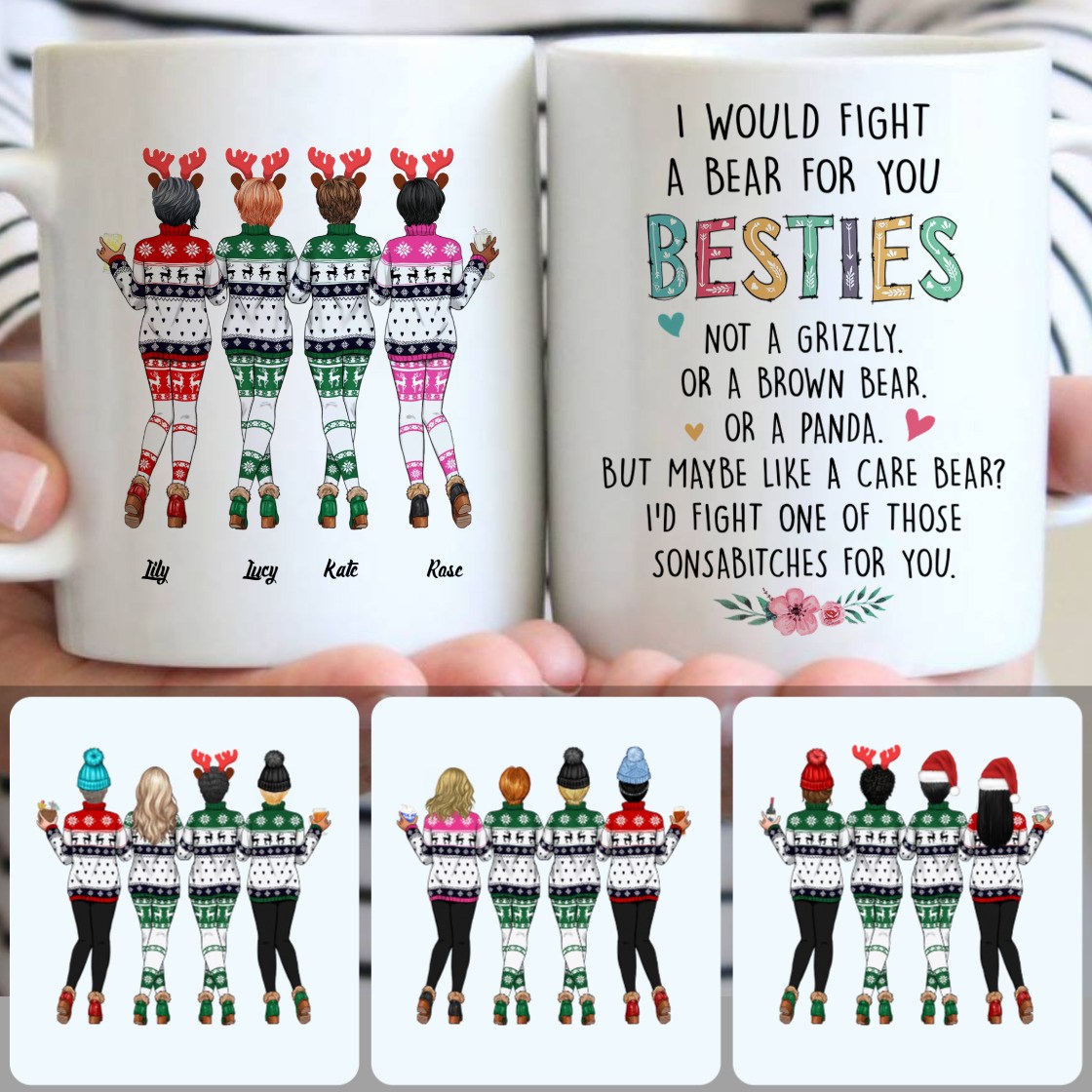 Personalized Mug, Meaningful Christmas Gifts, 4 Best Friends Customized Coffee Mug With Names Personalized Mug, Meaningful Christmas Gifts, 4 Best Friends Customized Coffee Mug With Names
