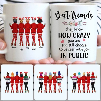 5 Best Friends Customized Coffee Mug With Names, Personalized Mug, Perfect Christmas Gifts