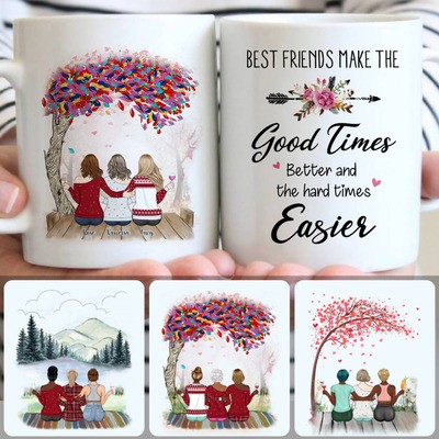 3 Best Friends Sitting On A Bridge Customized Coffee Mug With Names, Personalized Mug, Unique Birthday Gifts 3 Best Friends Sitting On A Bridge Customized Coffee Mug With Names, Personalized Mug, Unique Birthday Gifts