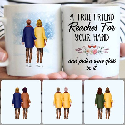 2 Best Friends Customized Coffee Mug With Names, Personalized Mug, Unique Birthday Gifts