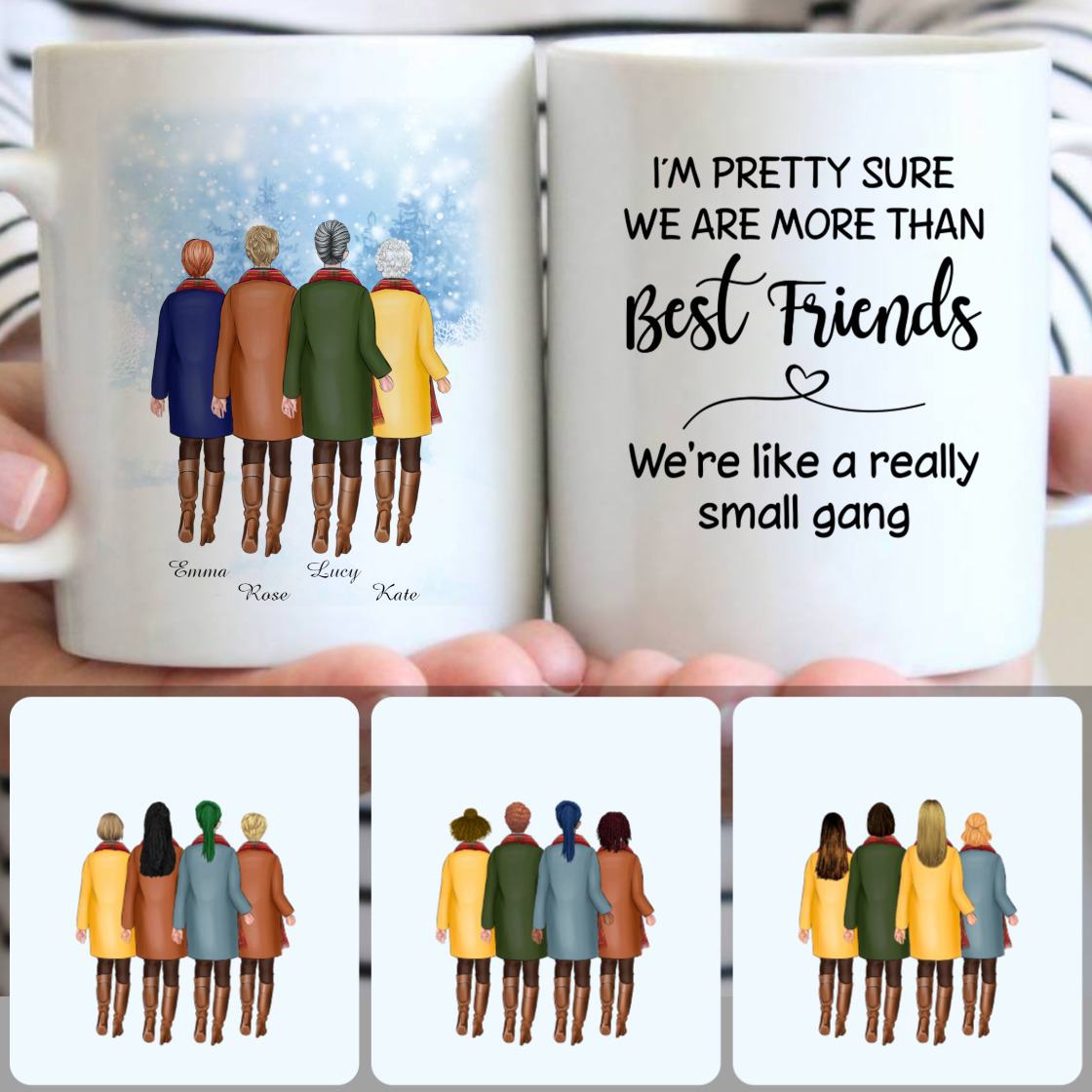 Personalized Mug, Meaningful Birthday Gifts, 4 Best Friends Customized Coffee Mug With Names