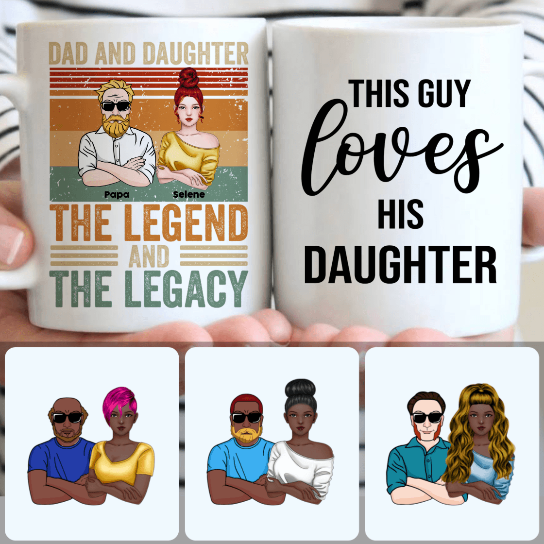 Personalized Mug, Surprise Father's Day Gifts, Dad & Daughter Customized Coffee Mug With Names
