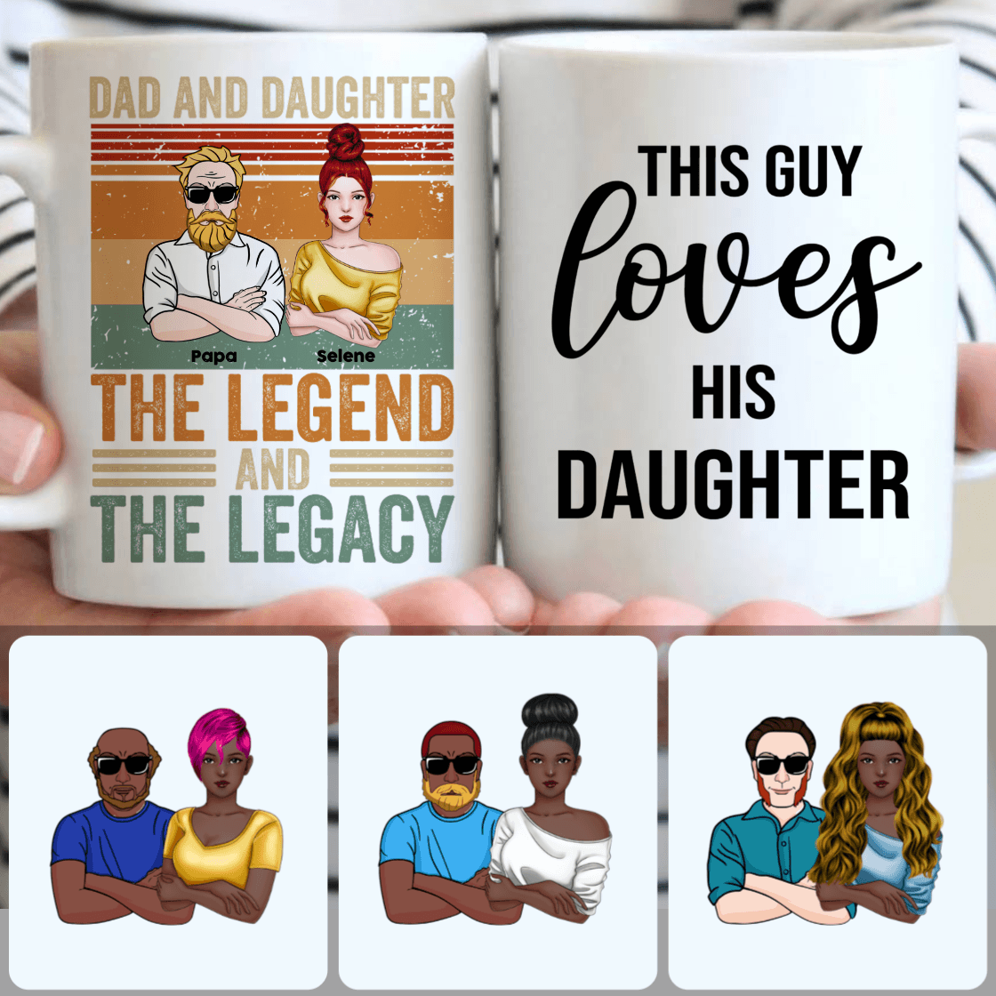Personalized Mug, Surprise Father's Day Gifts, Dad & Daughter Customized Coffee Mug With Names Personalized Mug, Surprise Father's Day Gifts, Dad & Daughter Customized Coffee Mug With Names