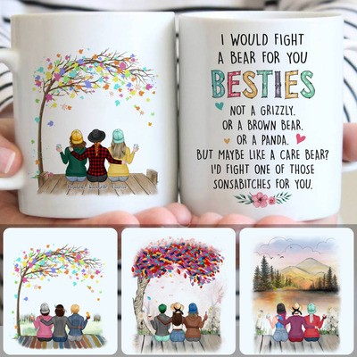 3 Best Friends - Always Together Customized Coffee Mug With Names, Personalized Mug, Special Birthday Gifts