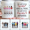 Personalized Mug, Special Birthday Gifts, 4 Good Friends Wine Together Customized Coffee Mug With Names