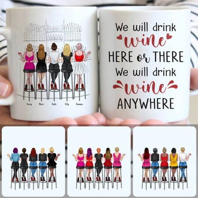 5 Good Friends Wine Together Customized Coffee Mug With Names, Personalized Mug, Surprise Birthday Gifts 5 Good Friends Wine Together Customized Coffee Mug With Names, Personalized Mug, Surprise Birthday Gifts